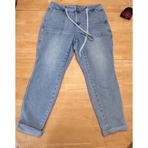 Judy Blue Light Wash Drawstring Cuffed Stretch Denim Joggers Size 18W